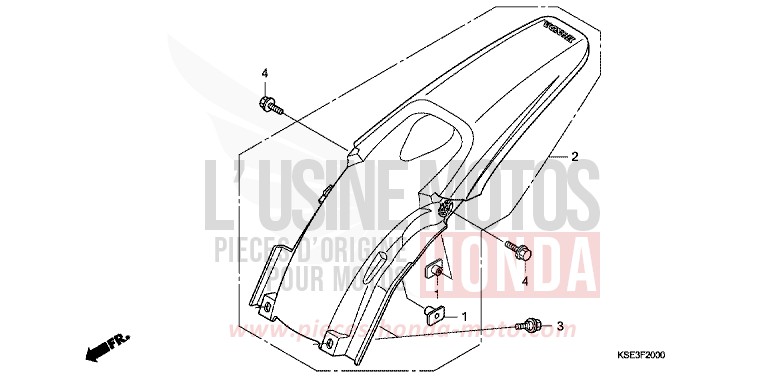 GARDE-BOUE ARRIERE de CRF150R "Grandes Roues" EXTREME RED (R292) de 2007